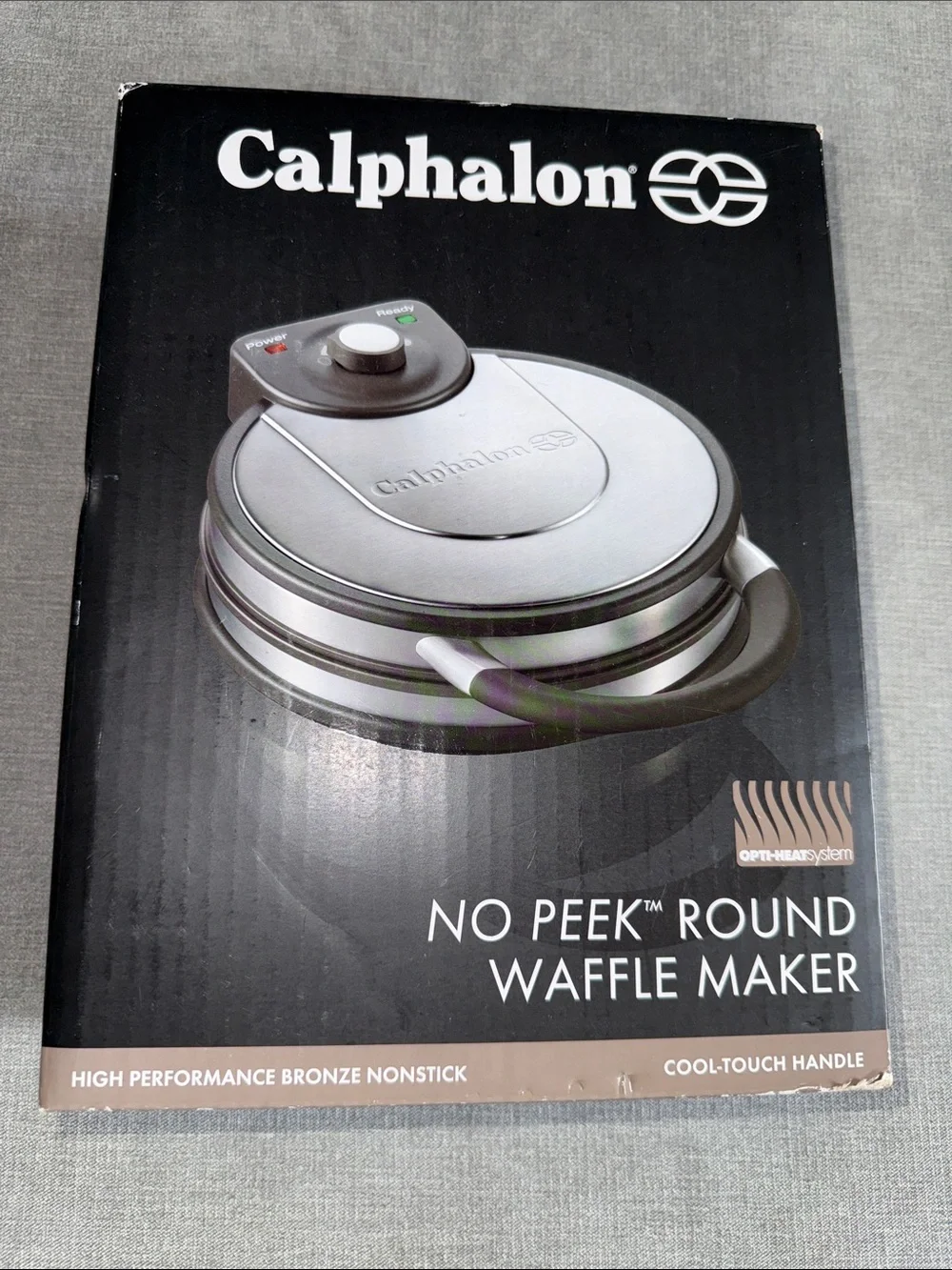 Calphalon Silver and Black No Peek Round Waffle Maker